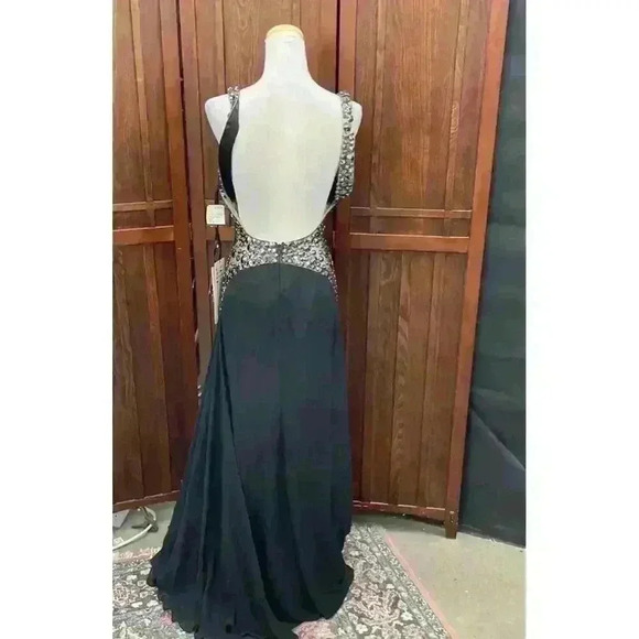 Alyce Paris Women's Black Formal Evening Gown Size 0 V-Neck Long Dress - Picture 5 of 10